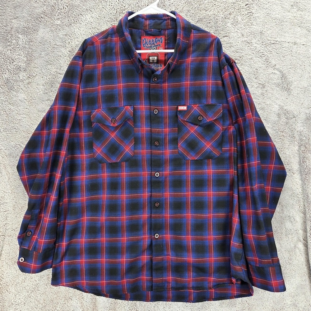 Dixxon Shirt Mens 3XL Blue Red Hometown Plaid Flannel Long Sleeve Button